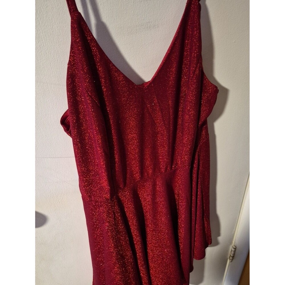 Red Sparkle V-Neck Mini Dress (Size 2X)